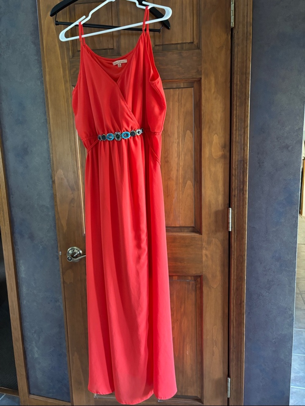 Gibson Latimer Coral-Red Maxi Dress